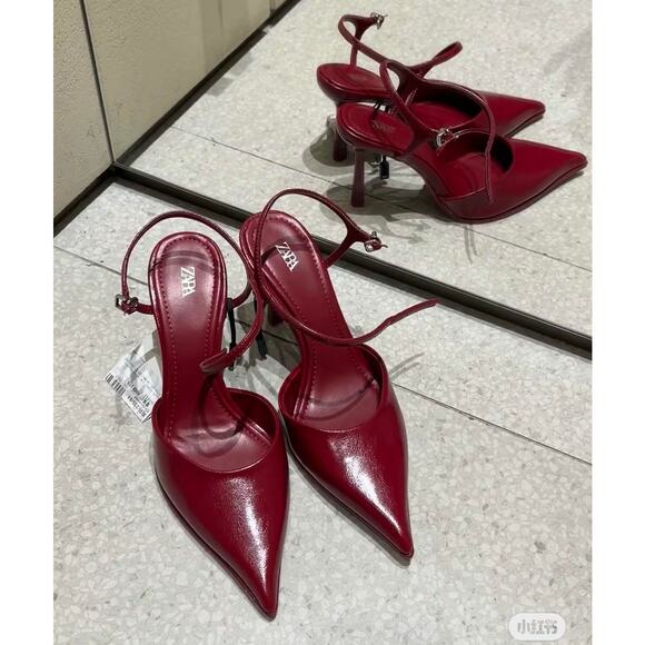ZARA Red Pointed Toe Slingback Heels NWT | Sizes 7.5, 9, 10 - Picture 14 of 16